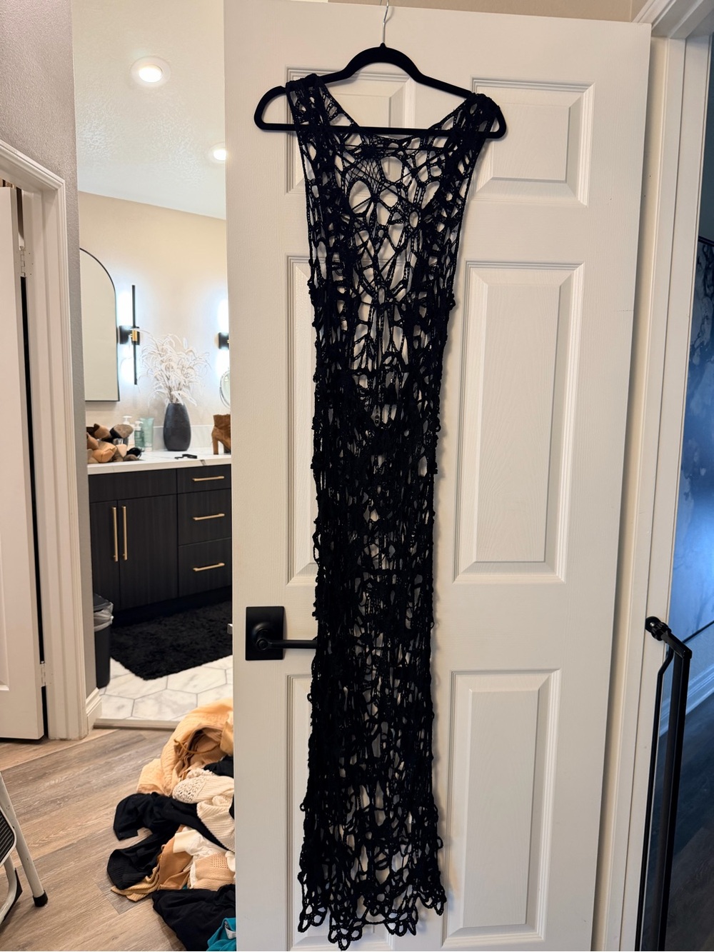Black Crochet Maxi Cover-Up Dress